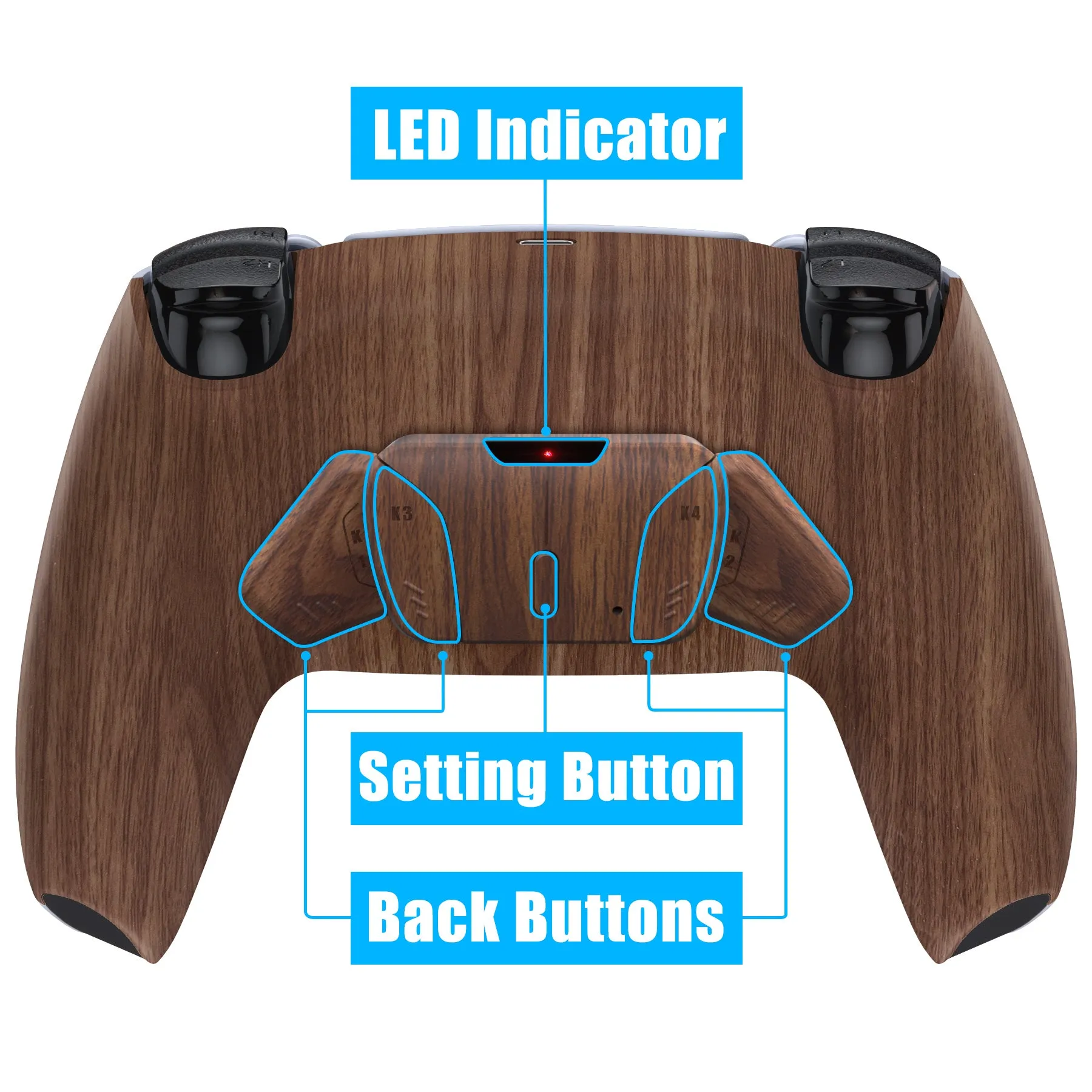 eXtremeRate Remappable RISE4 V3 Remap Kit for PS5 Controller BDM-030/040/050 - Wood Grain - YPFS2001G4