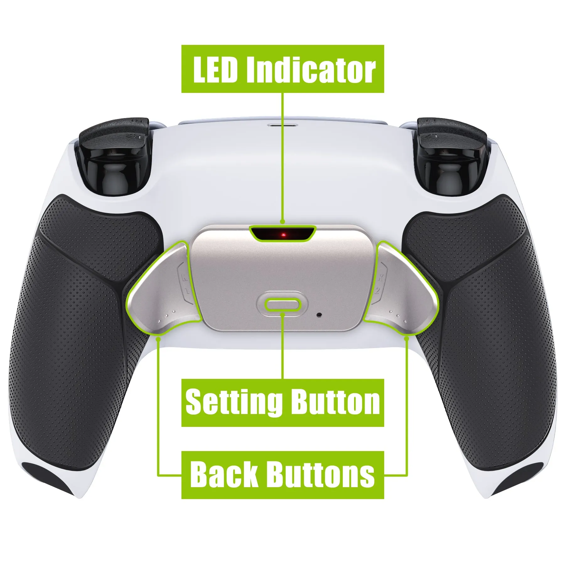 eXtremeRate Silver Real Metal Buttons (RMB) Version RISE 2.0 Remap Kit for PS5 Controller BDM-010/020 - Rubberized Black - XPFJ7010