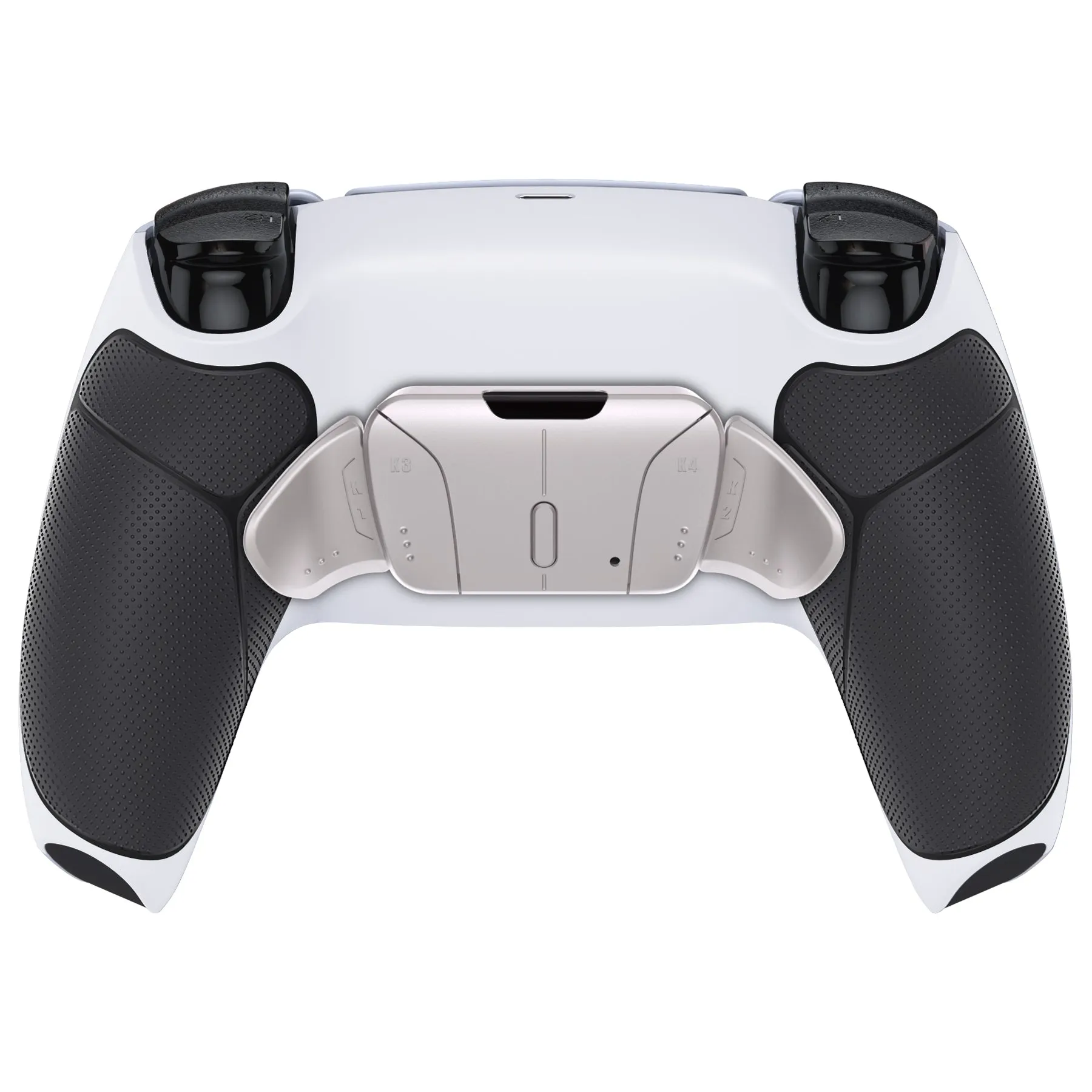 eXtremeRate Silver Real Metal Buttons (RMB) Version RISE4 Remap Kit for PS5 Controller BDM-010/020 - Rubberized White Black - YPFJ7010