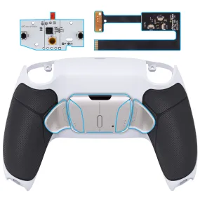 eXtremeRate Silver Real Metal Buttons (RMB) Version RISE4 Remap Kit for PS5 Controller BDM-010/020 - Rubberized White Black - YPFJ7010