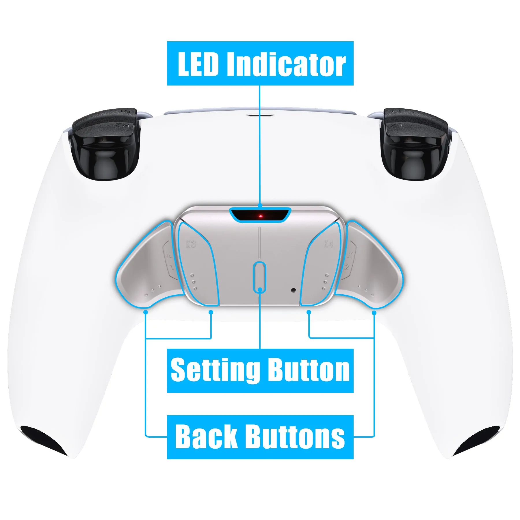 eXtremeRate Silver Real Metal Buttons (RMB) Version RISE4 Remap Kit for PS5 Controller BDM-010/020 - White - YPFJ7008