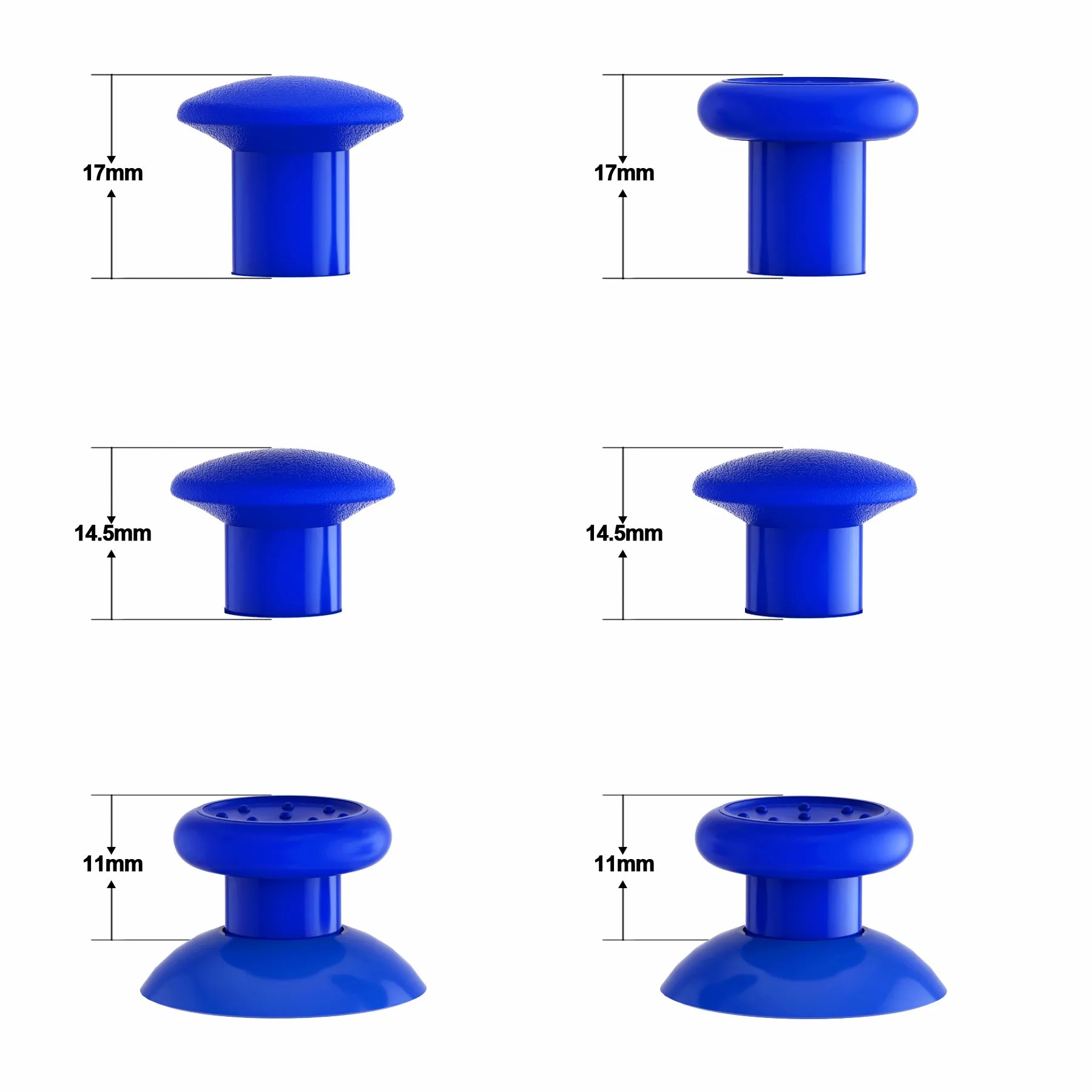 eXtremeRate ThumbsGear Interchangeable Ergonomic Thumbstick for Xbox Series X & S/Xbox One/Xbox One Elite/Xbox One S & X Controller with 3 Height Domed and Concave Grips Adjustable Joystick - Blue - XOJ2112