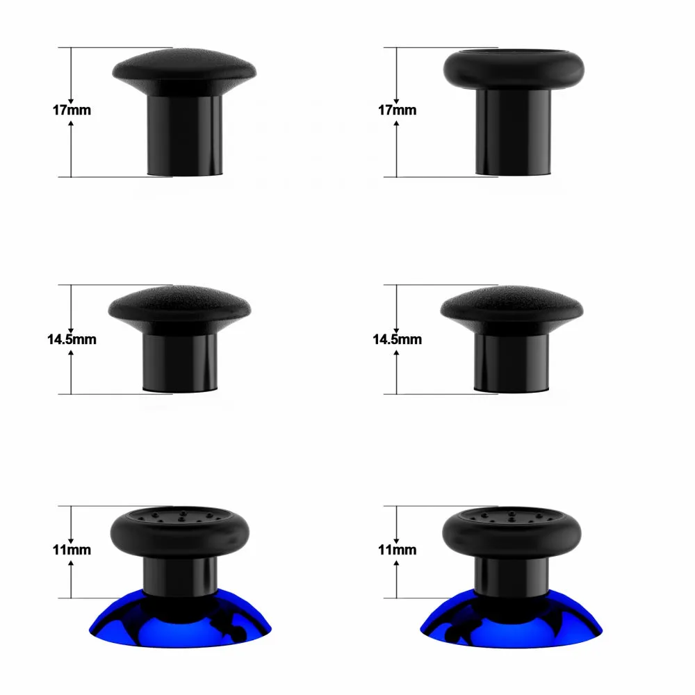 eXtremeRate ThumbsGear Interchangeable Ergonomic Thumbstick for Xbox Series X & S/Xbox One/Xbox One Elite/Xbox One S & X Controller with 3 Height Domed and Concave Grips Adjustable Joystick - Chrome Glossy Blue - XOJ2110