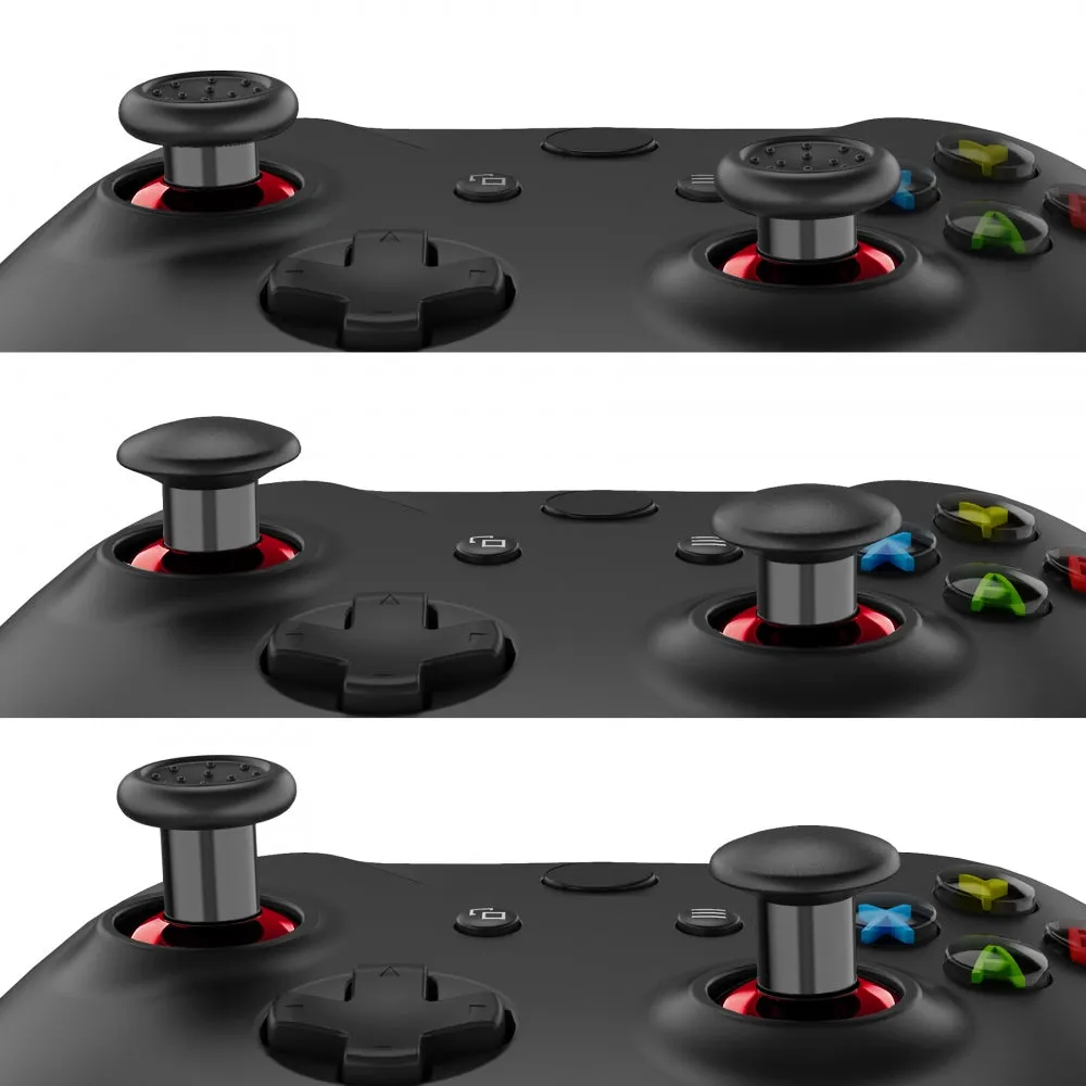 eXtremeRate ThumbsGear Interchangeable Ergonomic Thumbstick for Xbox Series X & S/Xbox One/Xbox One Elite/Xbox One S & X Controller with 3 Height Domed and Concave Grips Adjustable Joystick - Chrome Glossy Red - XOJ2109