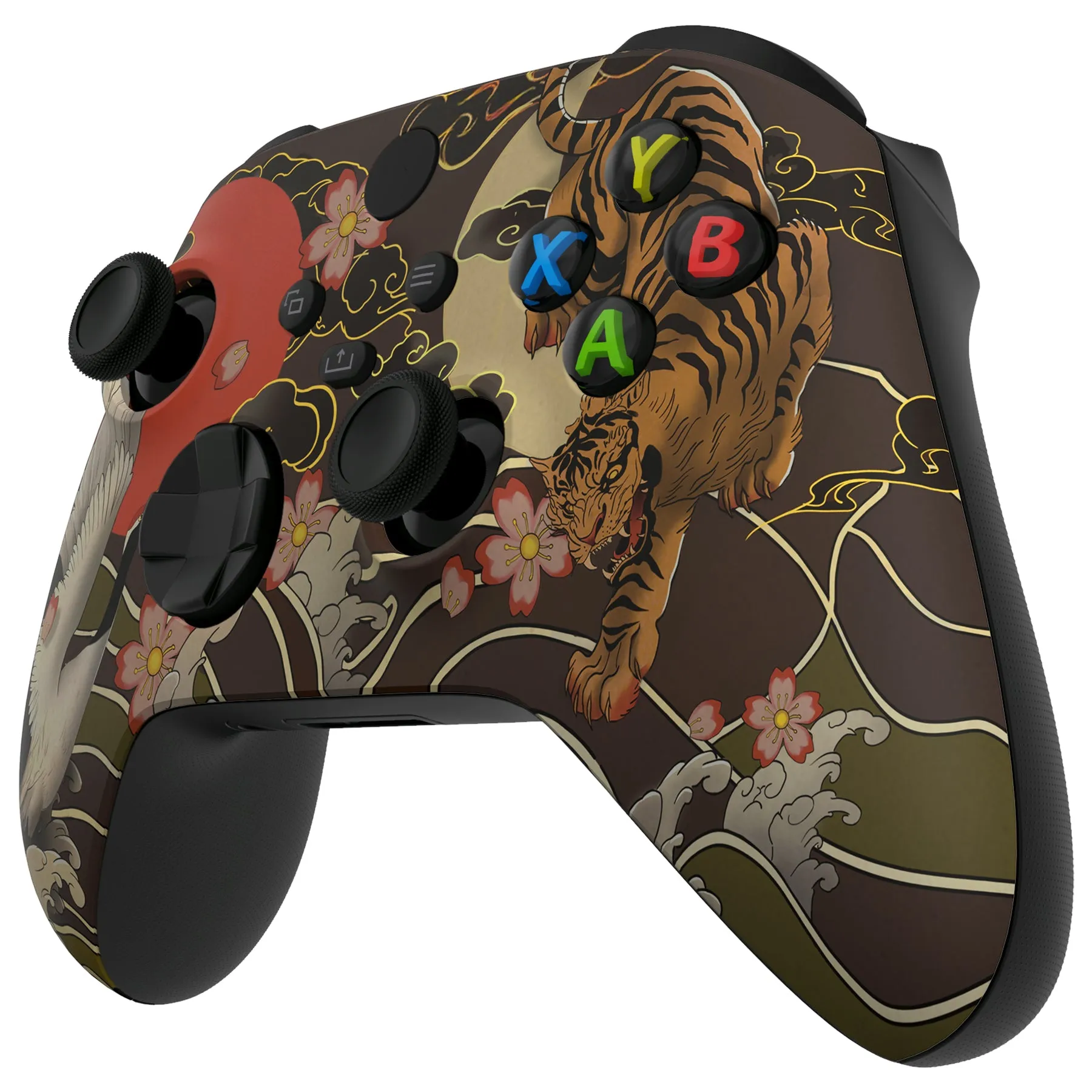 eXtremeRate Tiger & Crane Replacement Part Faceplate, Soft Touch Grip Housing Shell Case for Xbox Series S & Xbox Series X Controller Accessories - Controller NOT Included - FX3T180