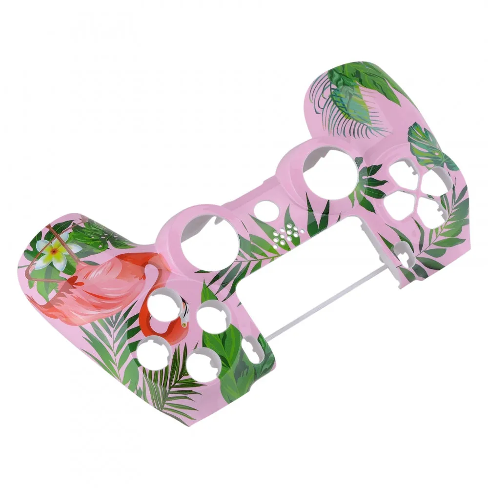 eXtremeRate Tropical Flamingo Patterned Faceplate Front Housing Shell Cover Replacement Part for PS4 Slim Pro Game Controller JDM-040 JDM-050 JDM-055 - SP4FT41