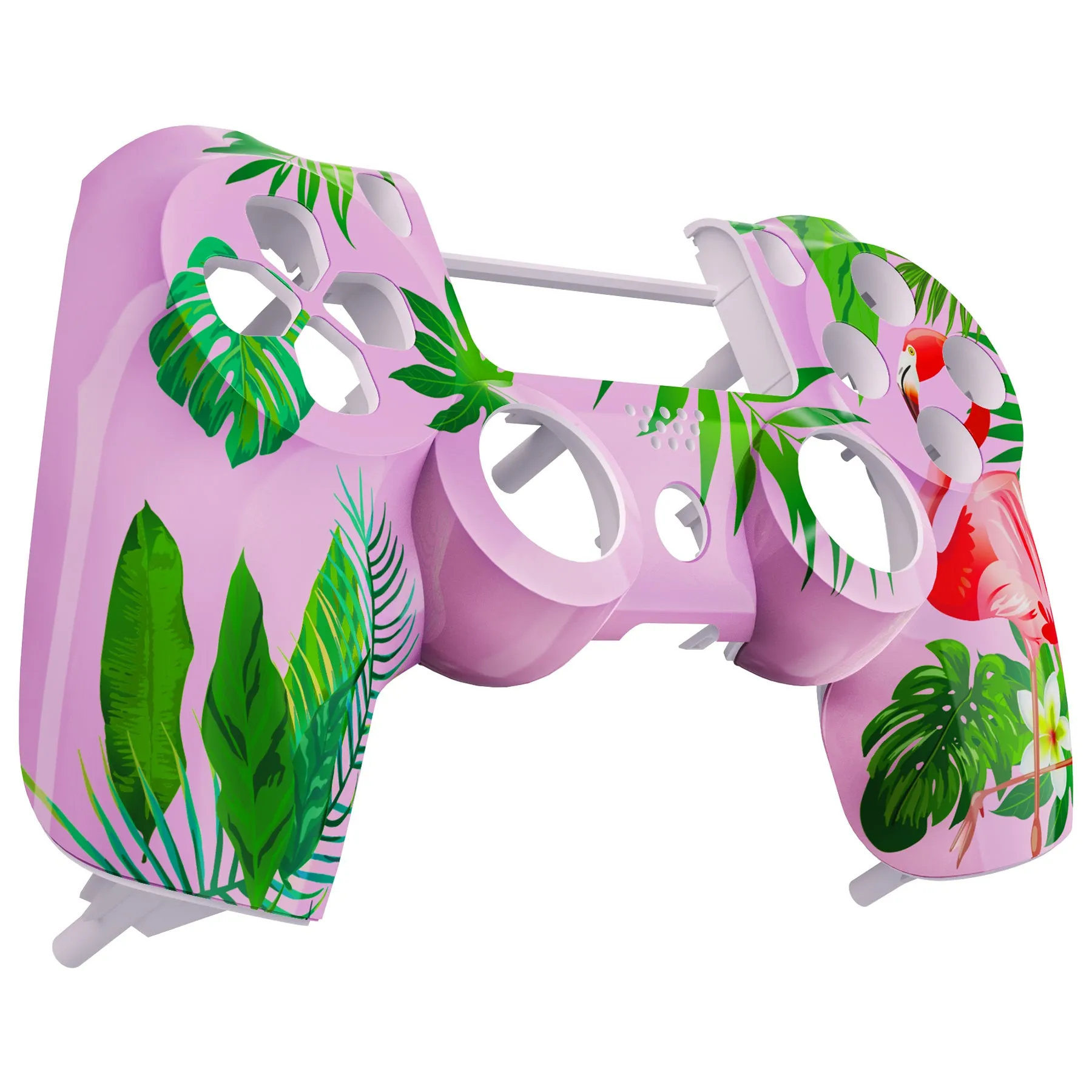 eXtremeRate Tropical Flamingo Patterned Faceplate Front Housing Shell Cover Replacement Part for PS4 Slim Pro Game Controller JDM-040 JDM-050 JDM-055 - SP4FT41