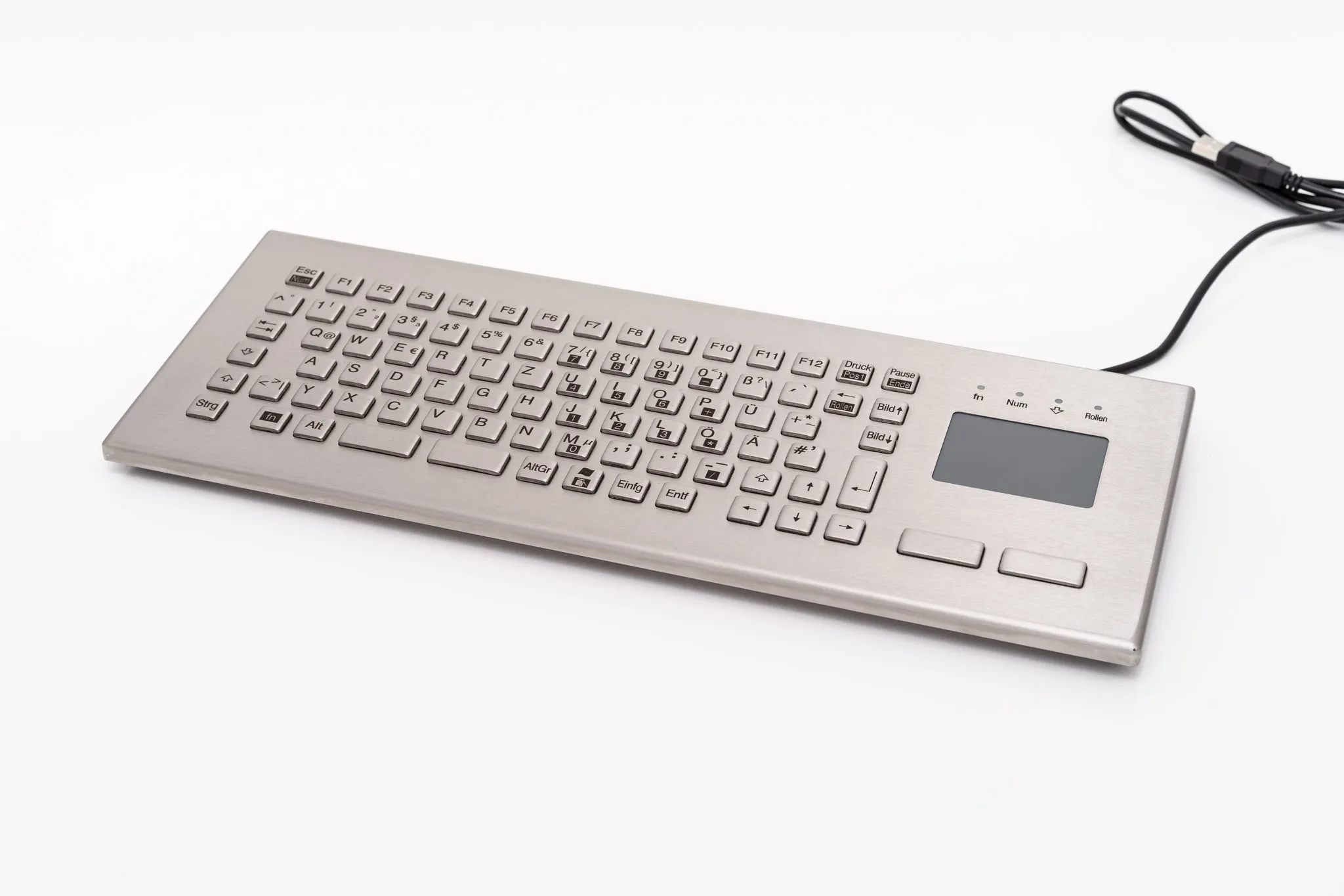 InduKey TKV-084-FIT-TOUCH-IP65-MGEH Compact Stainless Steel Keyboard with Integrated Touchpad