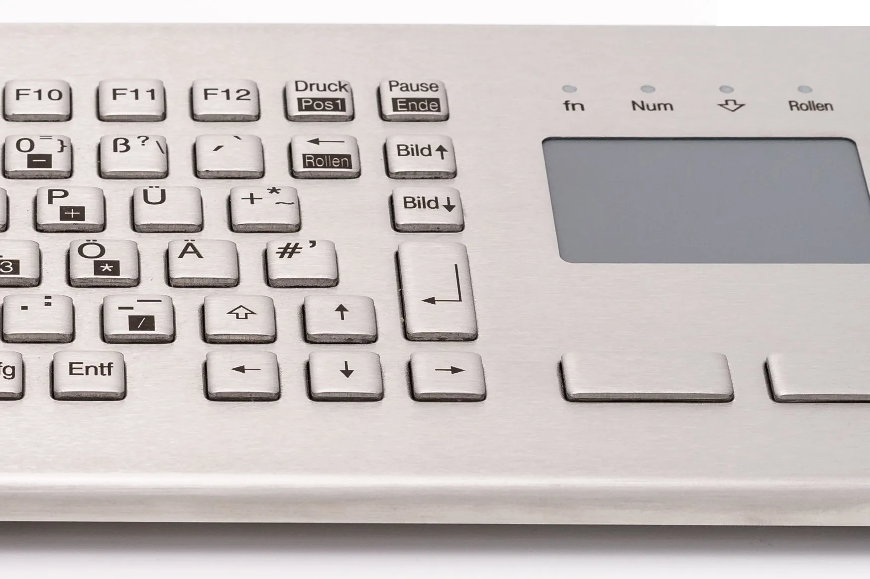 InduKey TKV-084-FIT-TOUCH-IP65-MGEH Compact Stainless Steel Keyboard with Integrated Touchpad