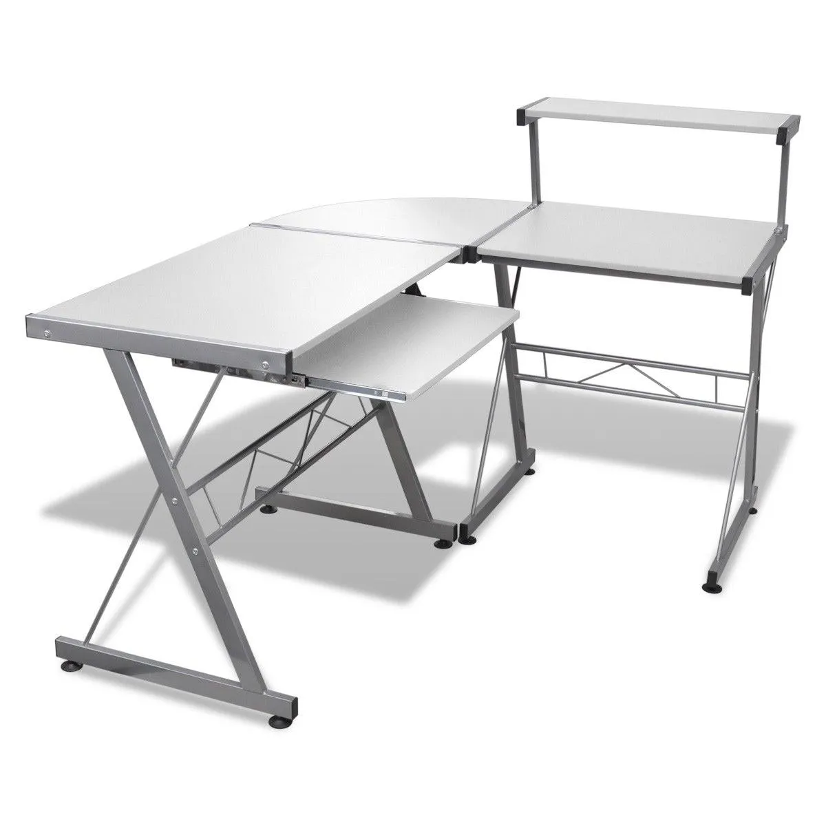 L-Shape Keyboard Tray Shelf Computer Desk White - Artiss