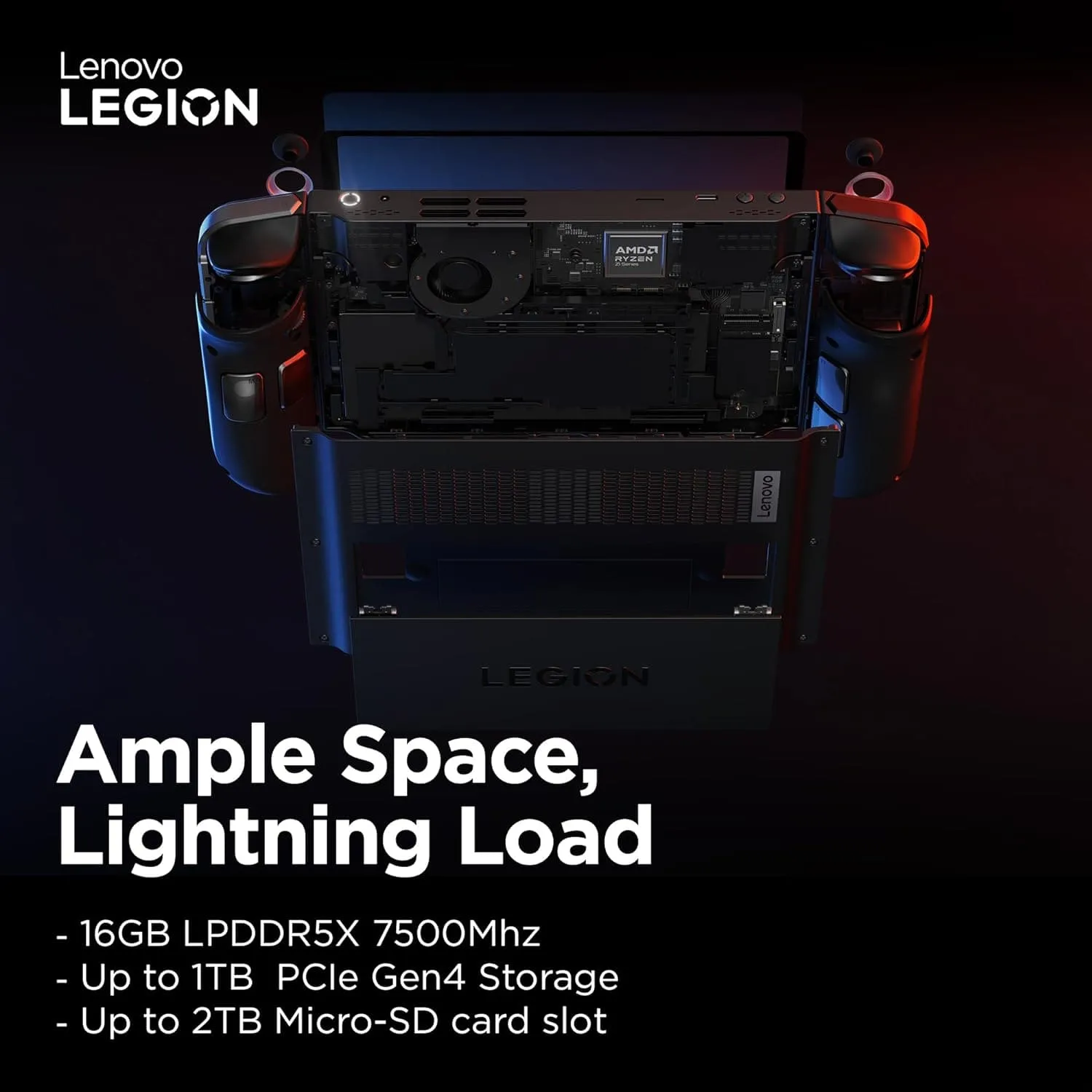 Lenovo Legion Go Handheld Gaming Console, 8.8-inch 2K Display, AMD Ryzen Z1 Extreme, 16GB RAM, 512GB SSD, Windows 11 Home