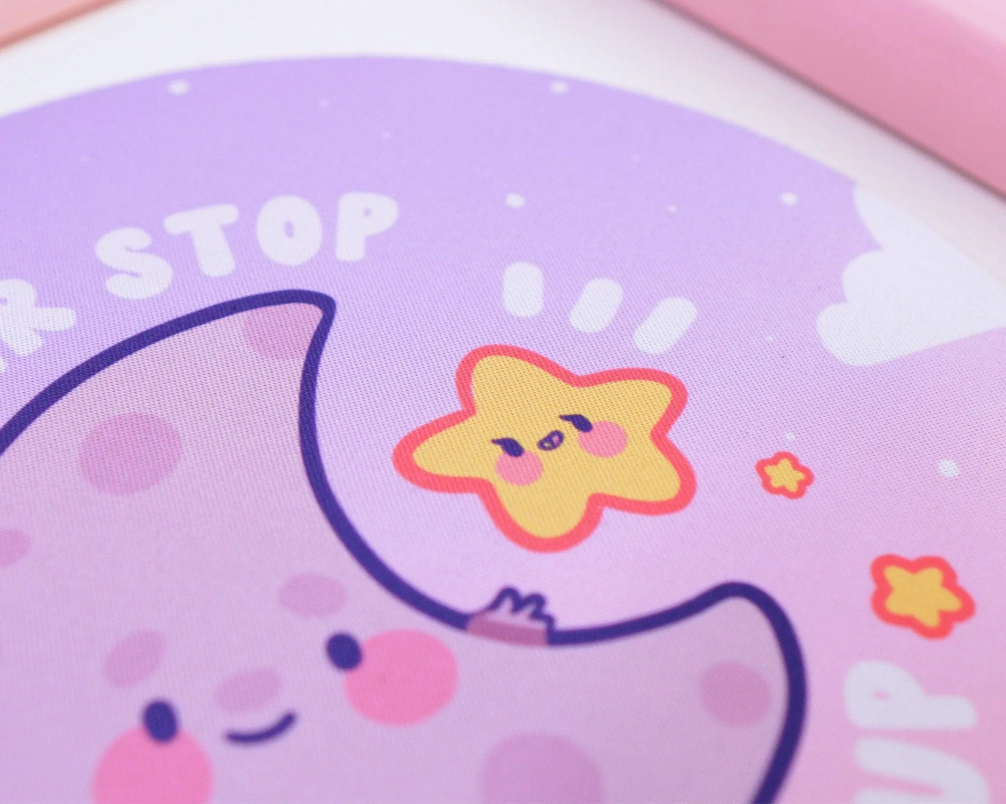 Luna & Sprinkle Mouse Pad | Never Stop Looking Up Motivational Desk Accessory | Kawaii Moon & Star Design