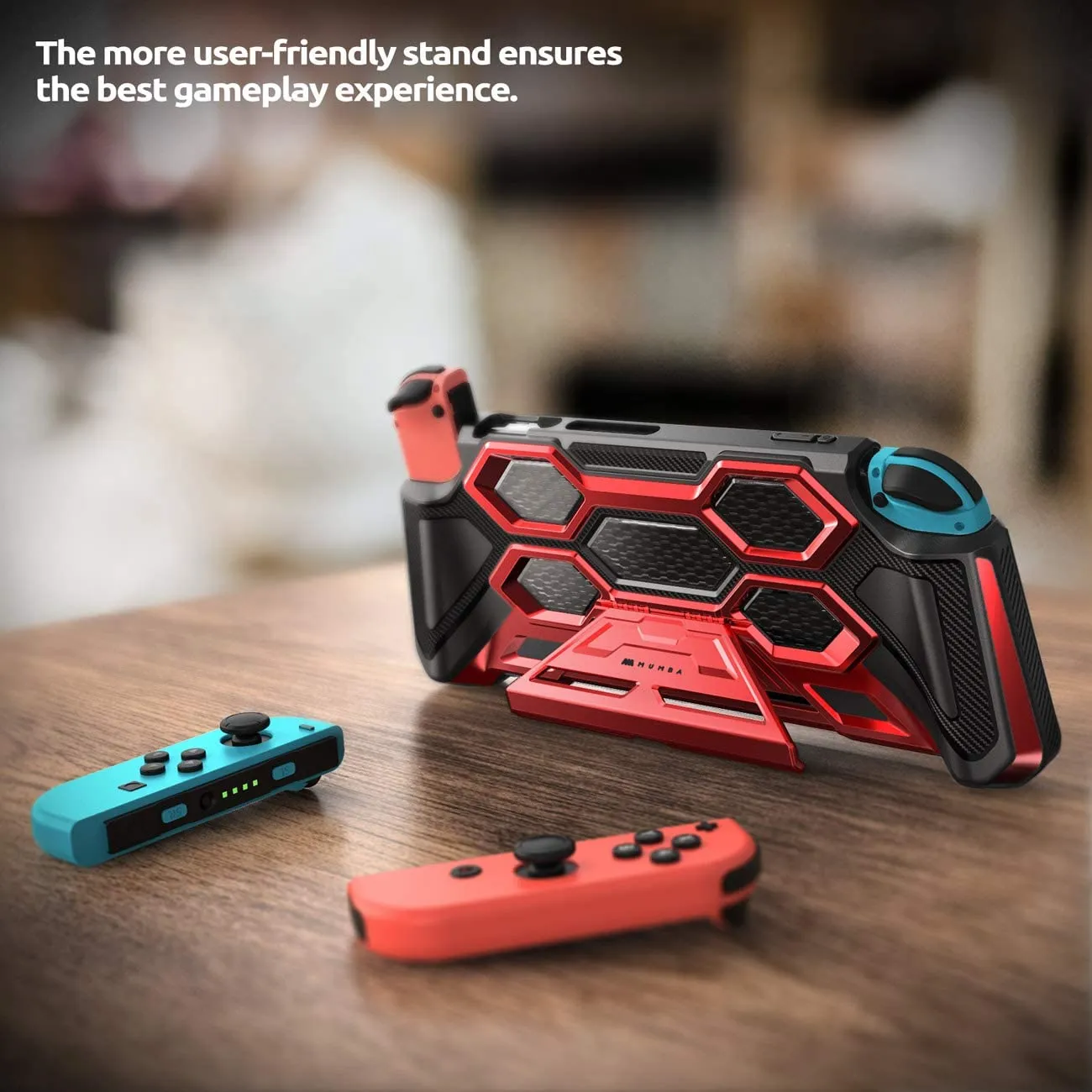 Mumba Protective Case for Nintendo Switch, [Battle Series] Heavy Duty Grip Cover for Nintendo Switch Console with Comfort Padded Hand Grips and Kickst