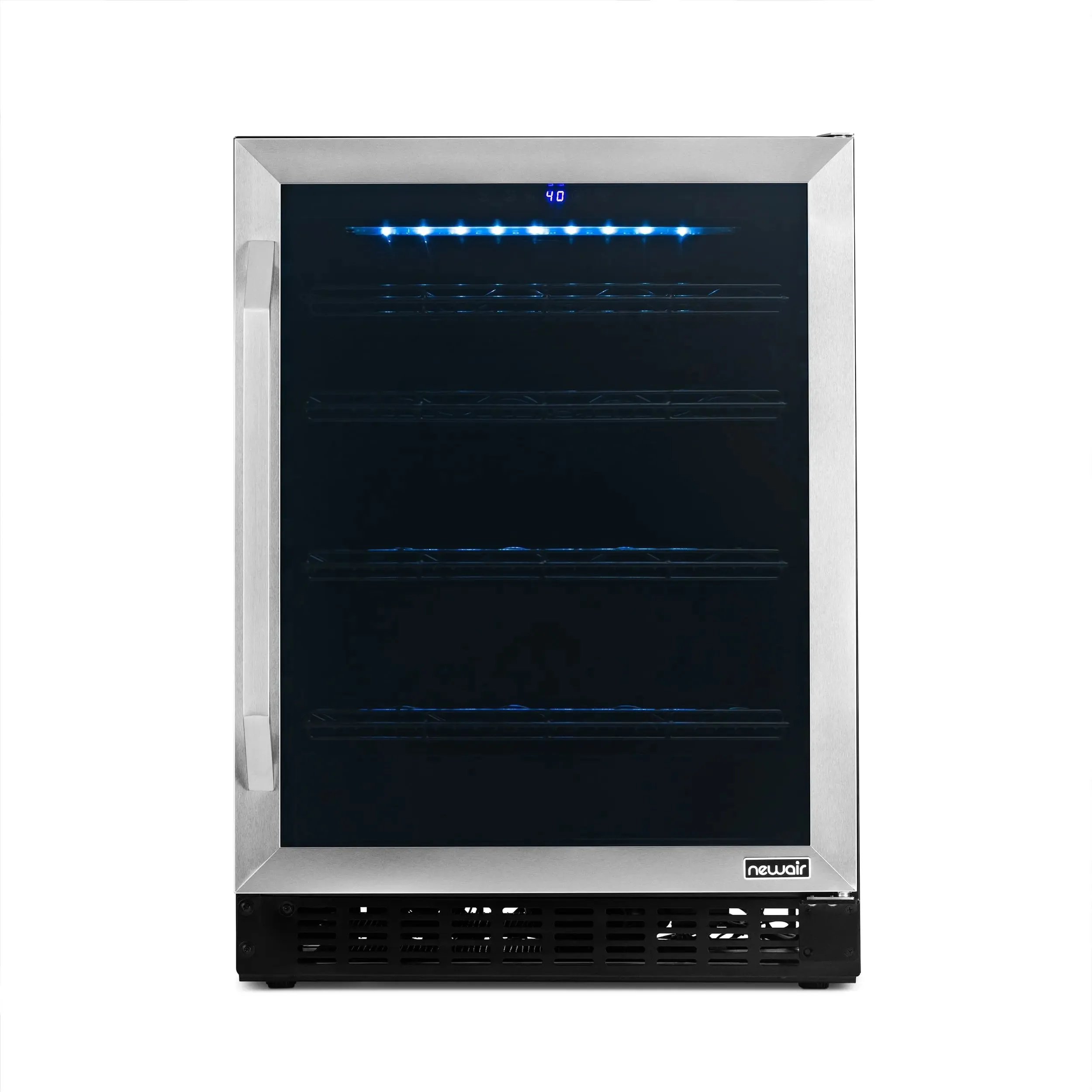 Newair 179 Can or 49 Bottle Wine and Beverage Refrigerator Cooler, Built-In Fridge with Flipshelf in Stainless Steel for Home, Office or Bar