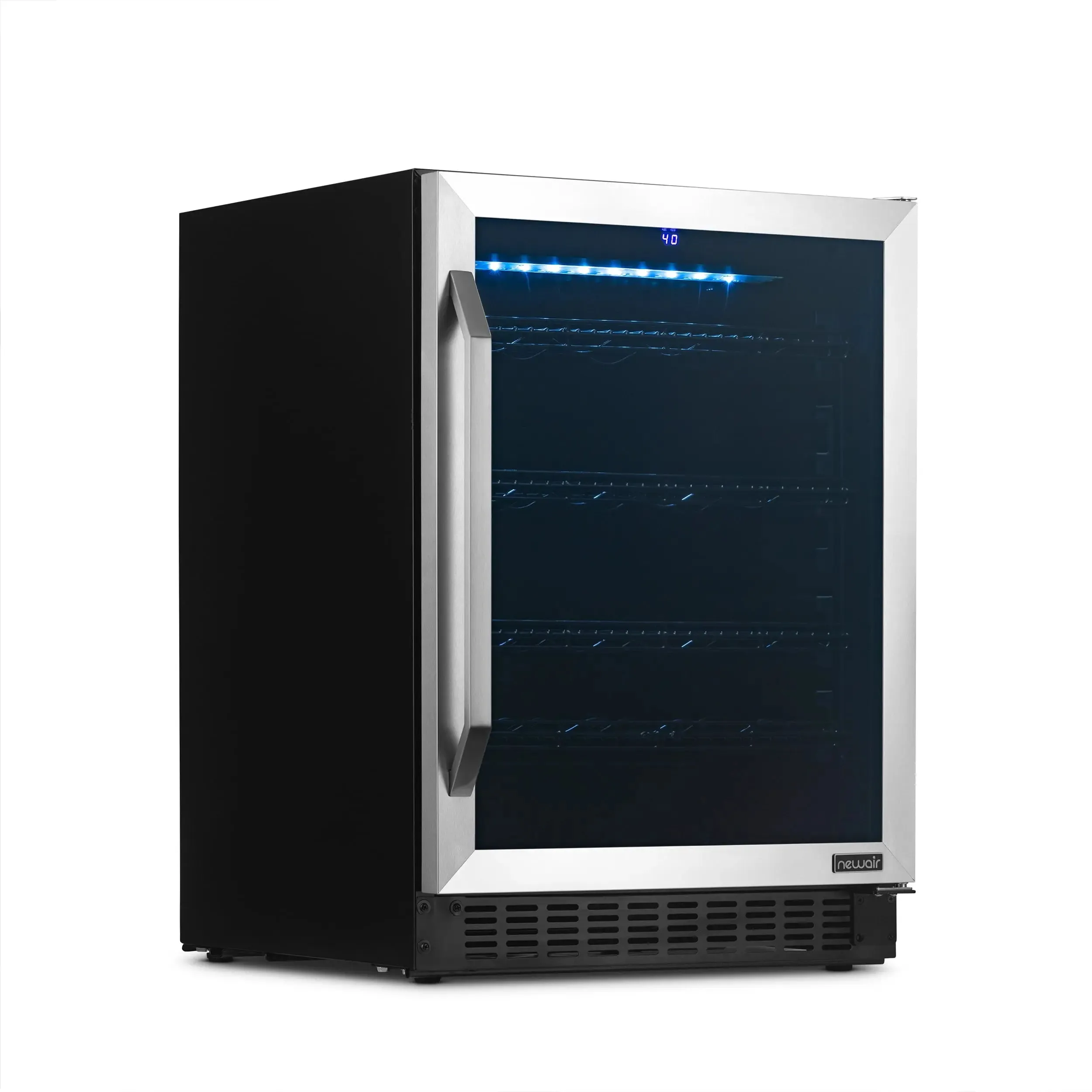 Newair 179 Can or 49 Bottle Wine and Beverage Refrigerator Cooler, Built-In Fridge with Flipshelf in Stainless Steel for Home, Office or Bar