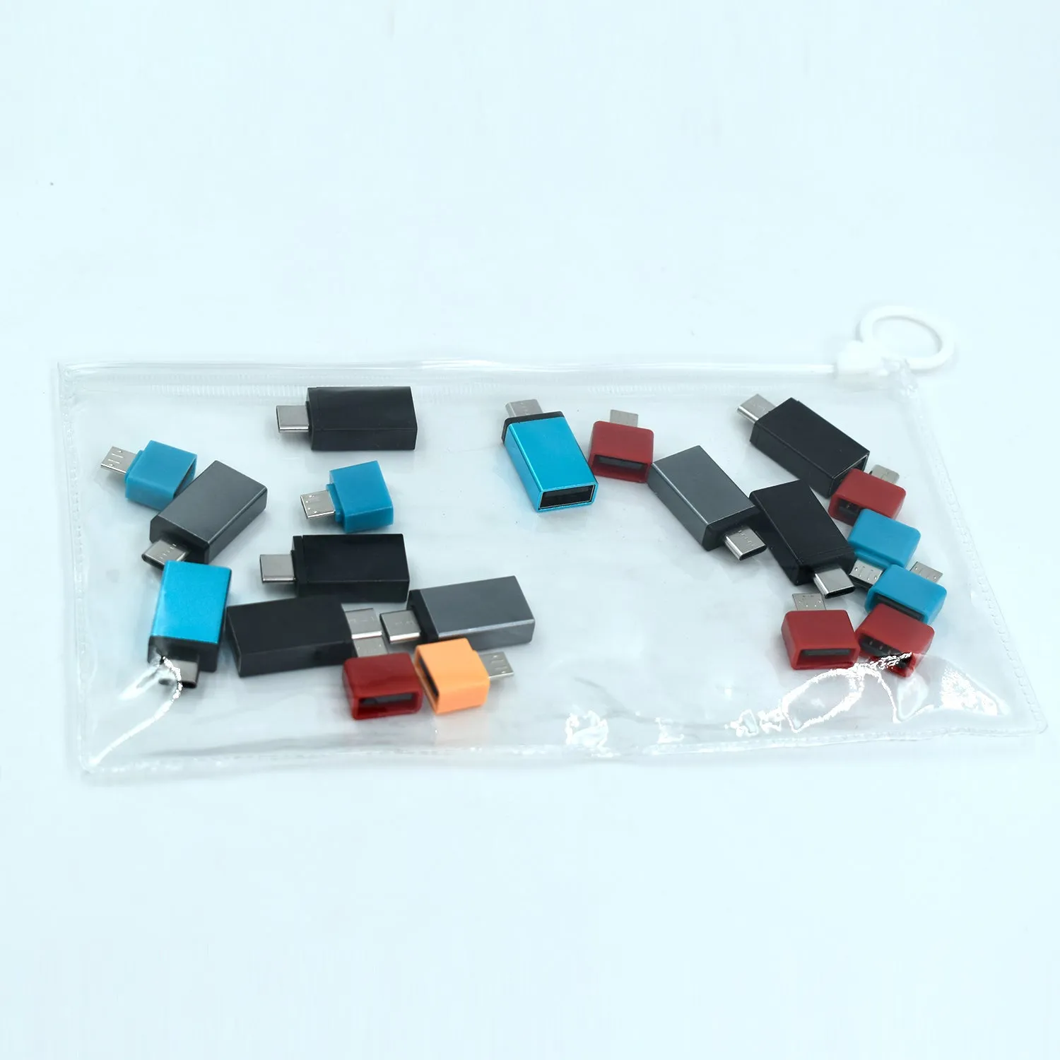 OTG Type C & USB to Micro USB Adapter for Android Mobile Smart Phones & Tablets With Zip Pouch (Pack of 20)