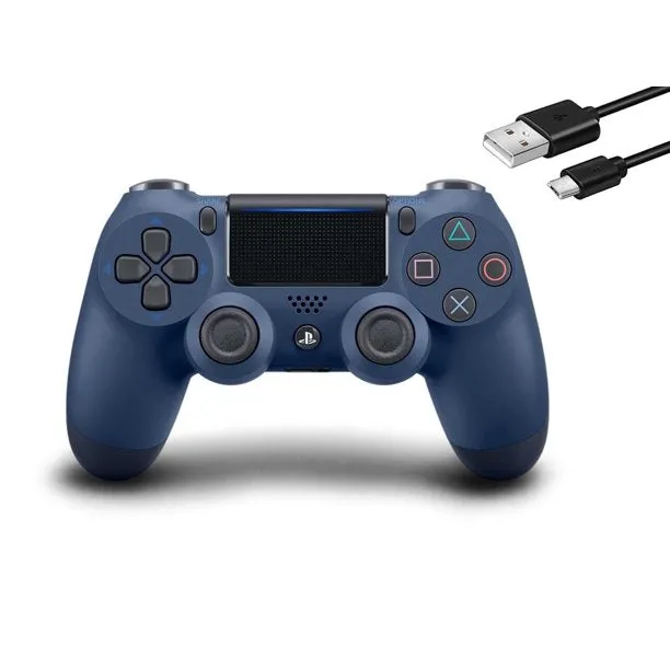 Sony PS4 DualShock 4 Navy Wireless Controller with Charging Cable BOLT AXTION Bundle Like New
