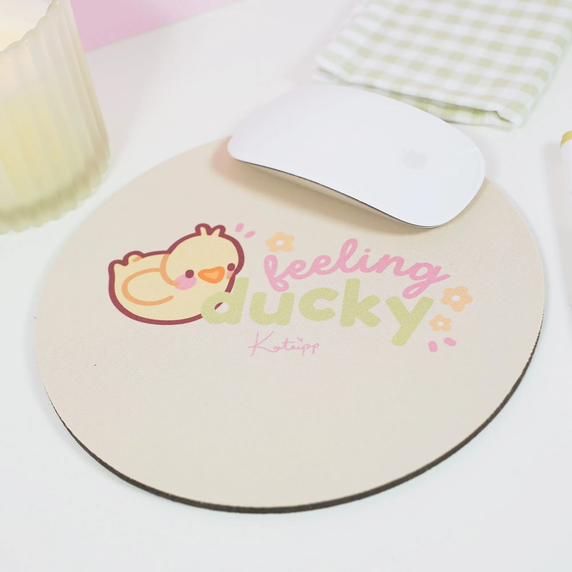Spring Ducks & Daffodils Katnipp Duckling Mouse Pad - 'Feeling Ducky'