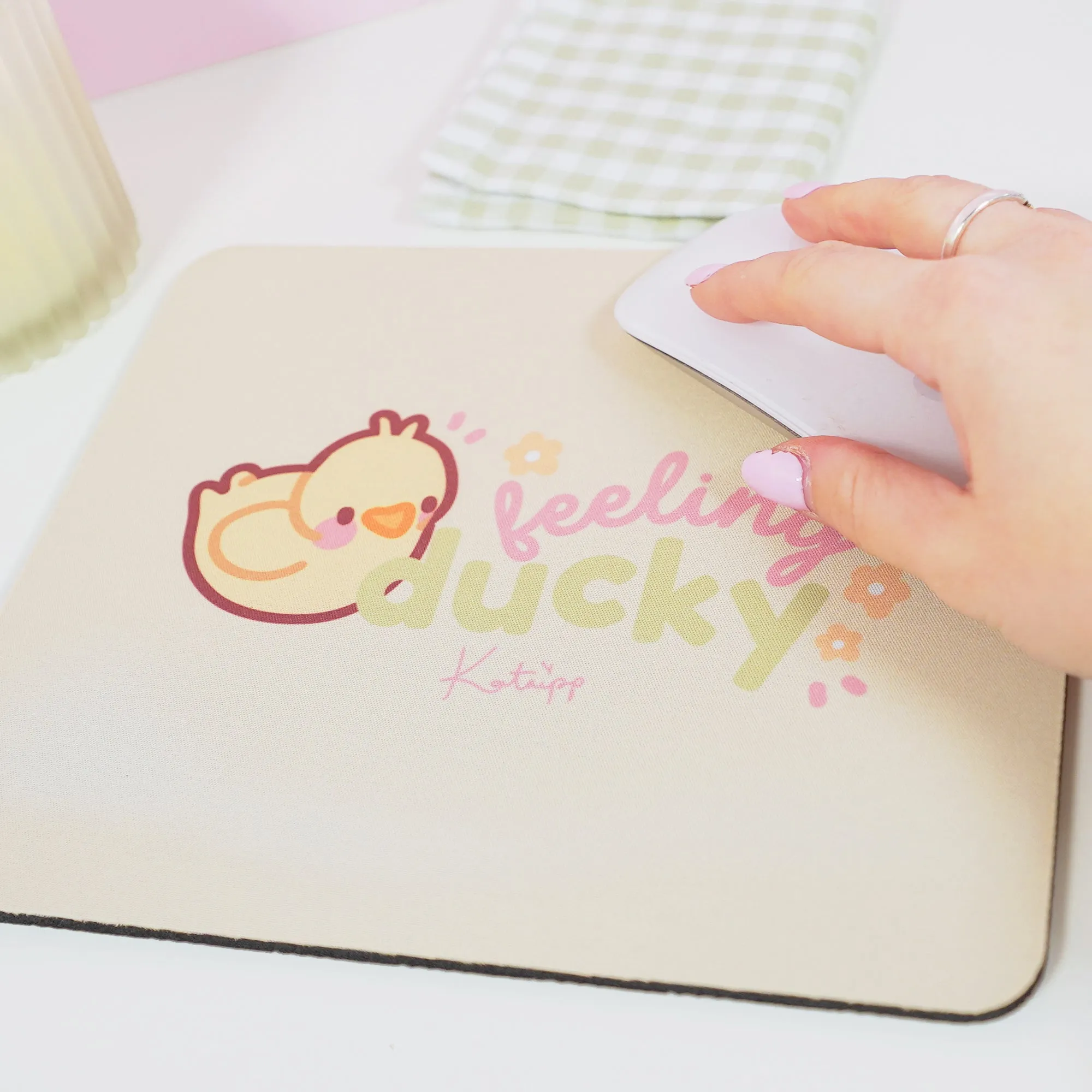 Spring Ducks & Daffodils Katnipp Duckling Mouse Pad - 'Feeling Ducky'