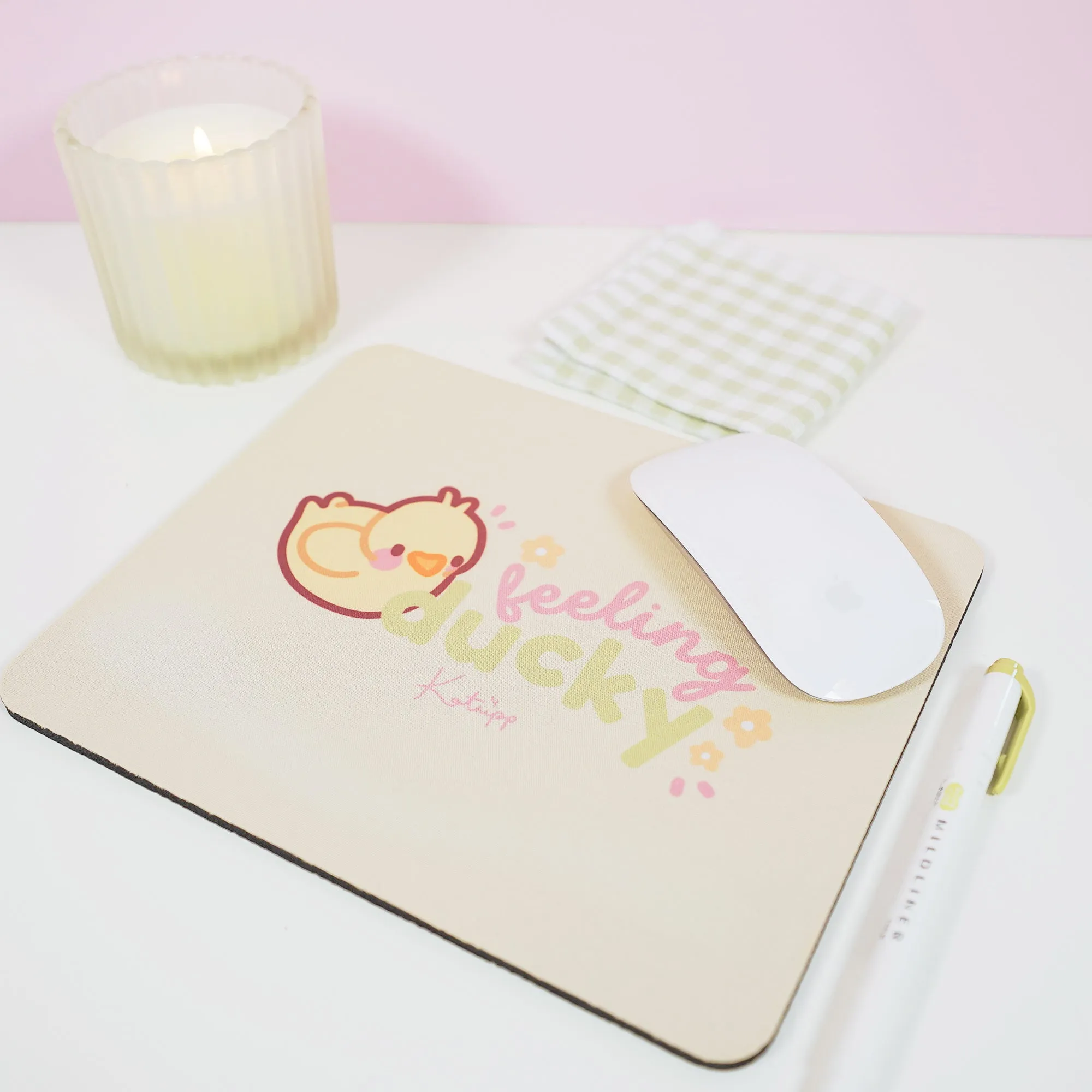 Spring Ducks & Daffodils Katnipp Duckling Mouse Pad - 'Feeling Ducky'