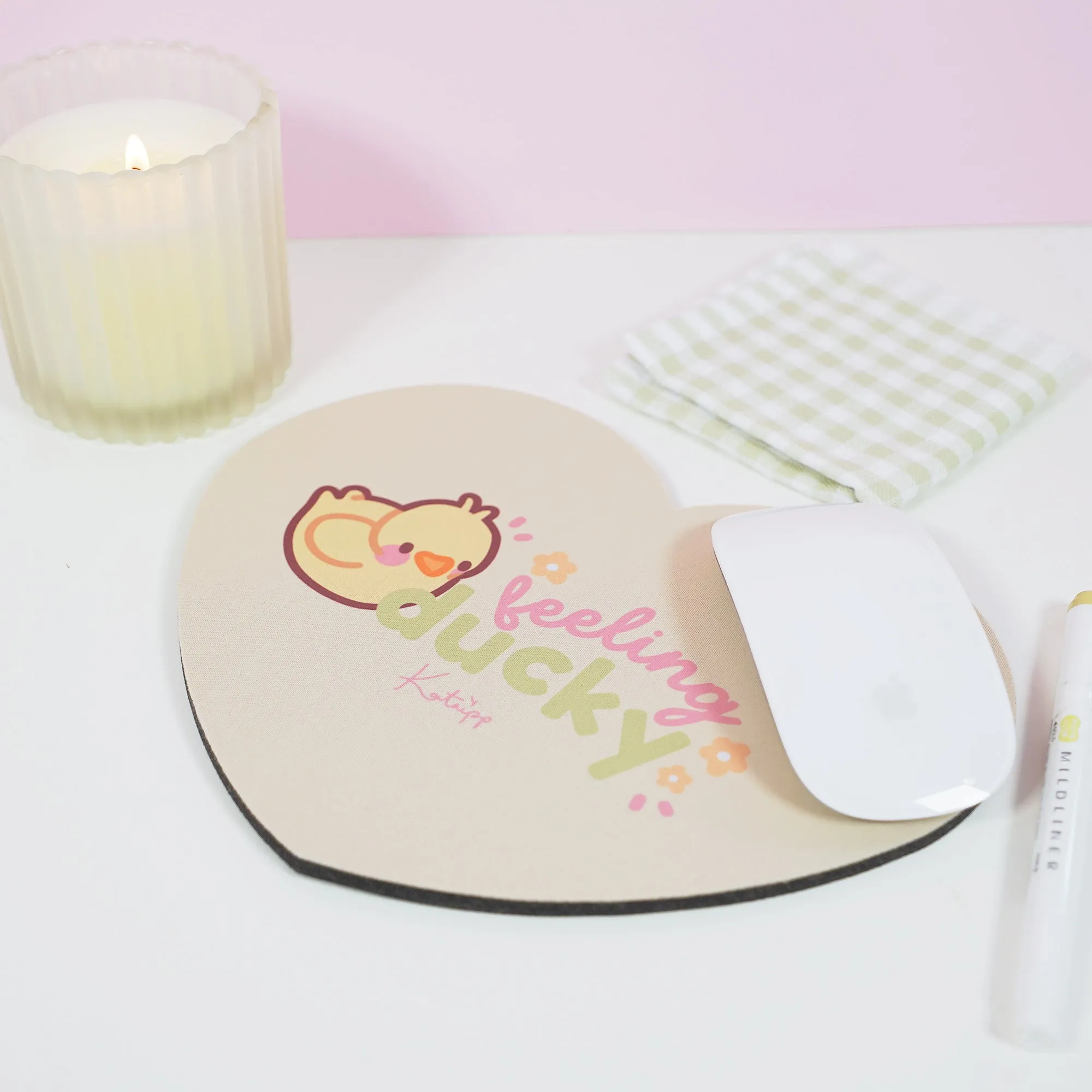 Spring Ducks & Daffodils Katnipp Duckling Mouse Pad - 'Feeling Ducky'