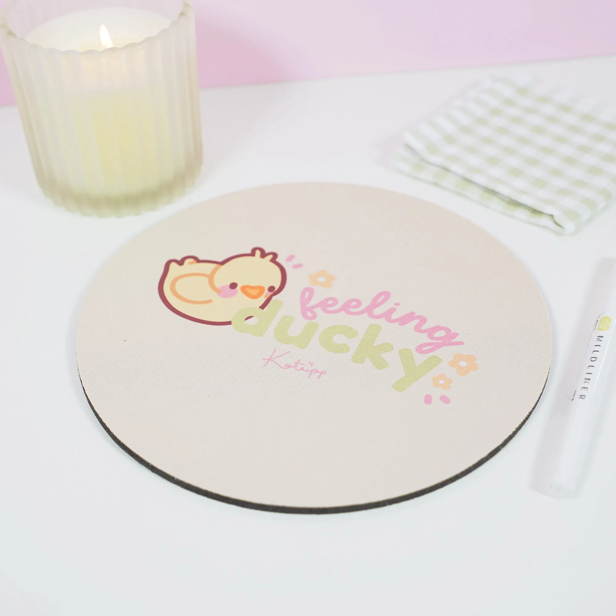 Spring Ducks & Daffodils Katnipp Duckling Mouse Pad - 'Feeling Ducky'