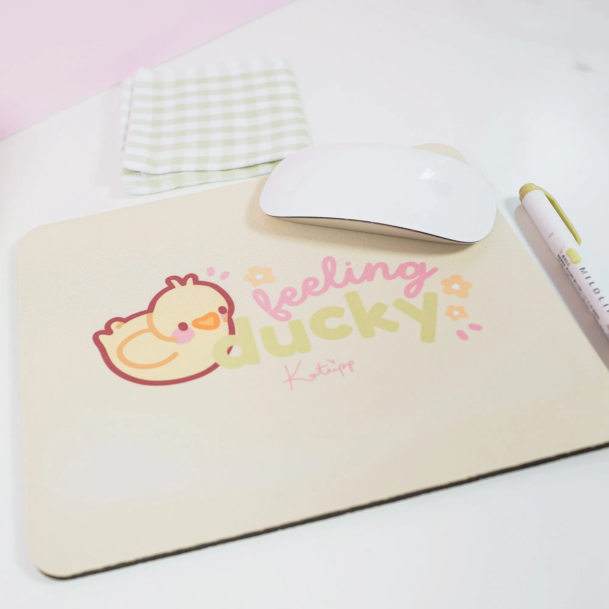 Spring Ducks & Daffodils Katnipp Duckling Mouse Pad - 'Feeling Ducky'