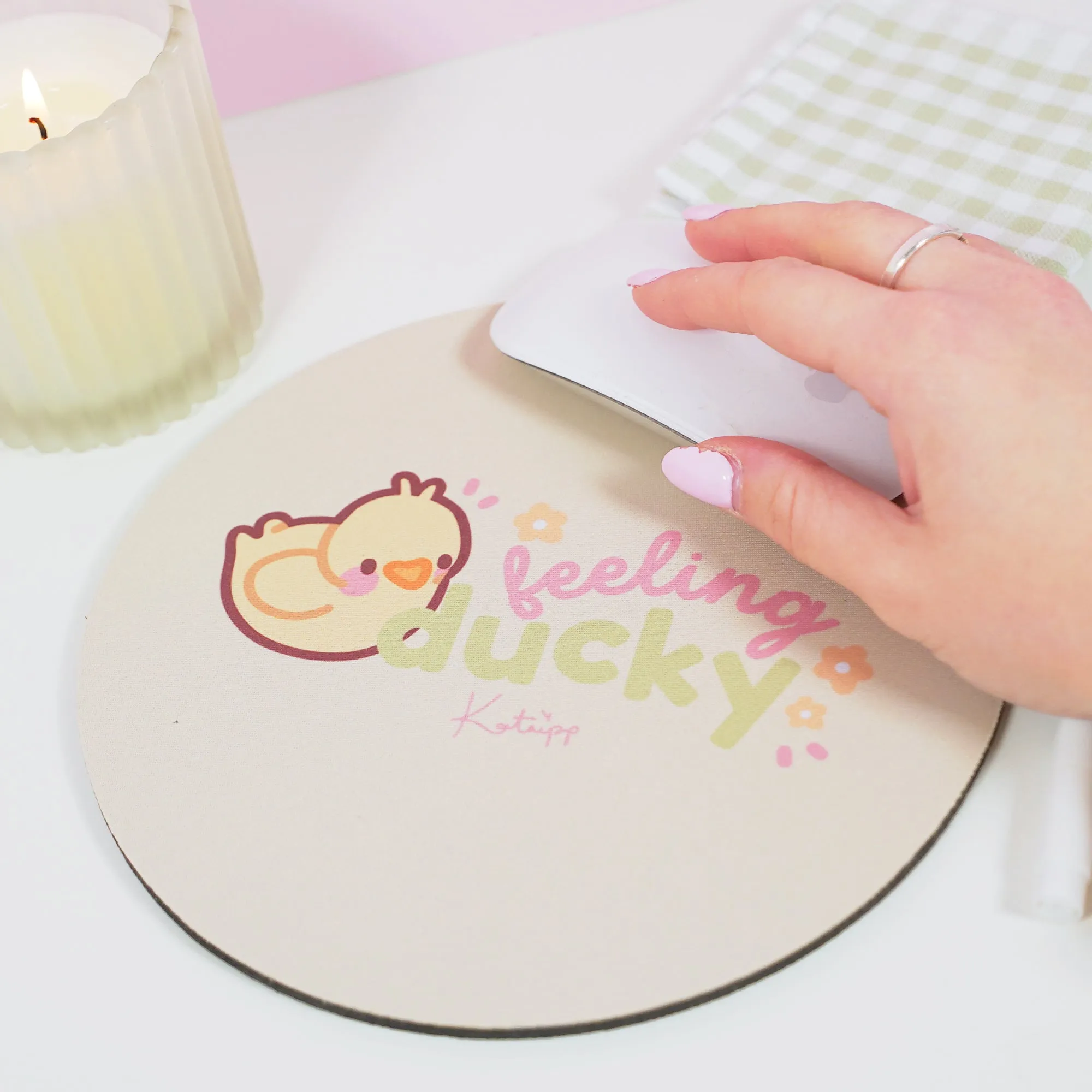 Spring Ducks & Daffodils Katnipp Duckling Mouse Pad - 'Feeling Ducky'