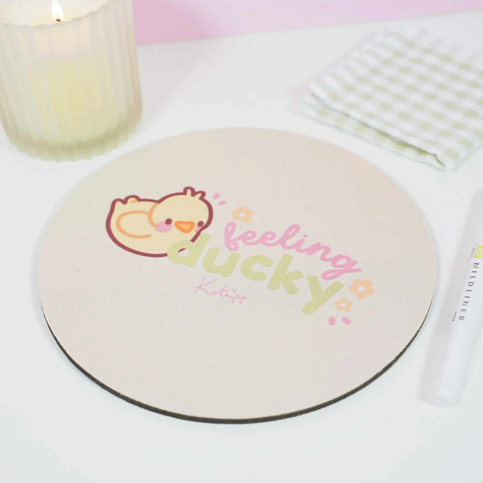 Spring Ducks & Daffodils Katnipp Duckling Mouse Pad - 'Feeling Ducky'