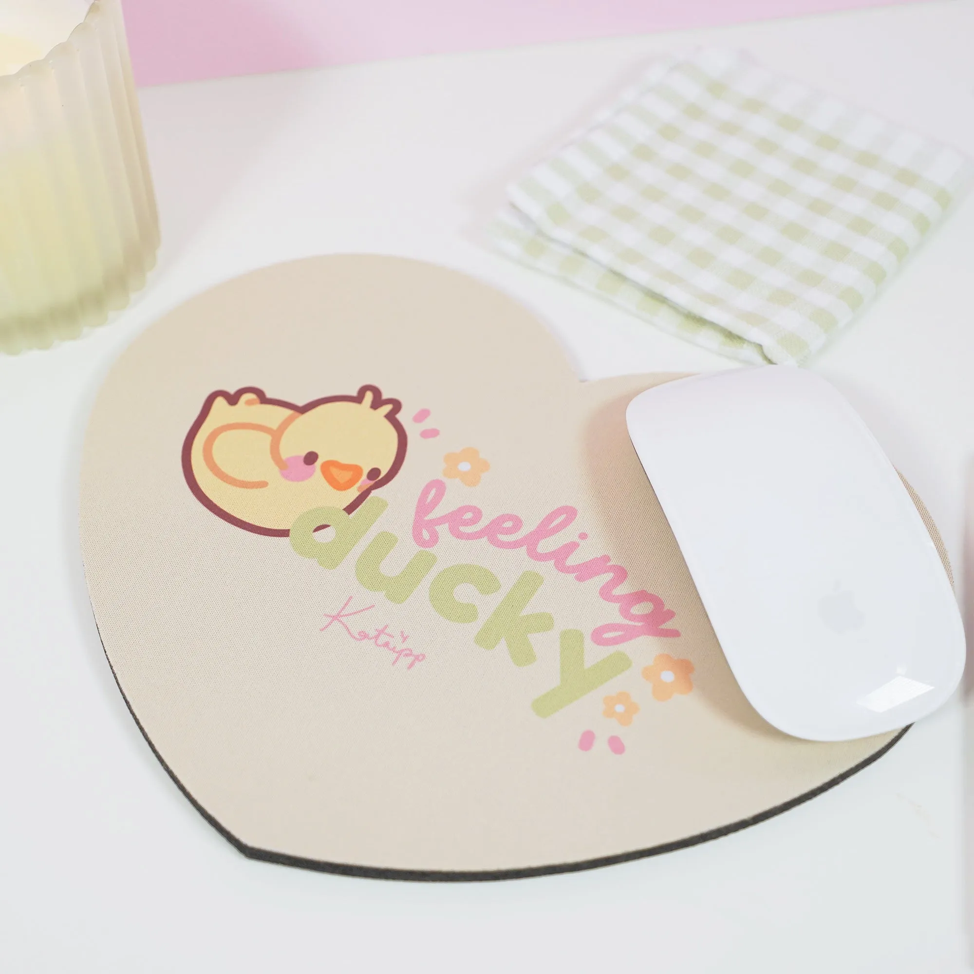 Spring Ducks & Daffodils Katnipp Duckling Mouse Pad - 'Feeling Ducky'
