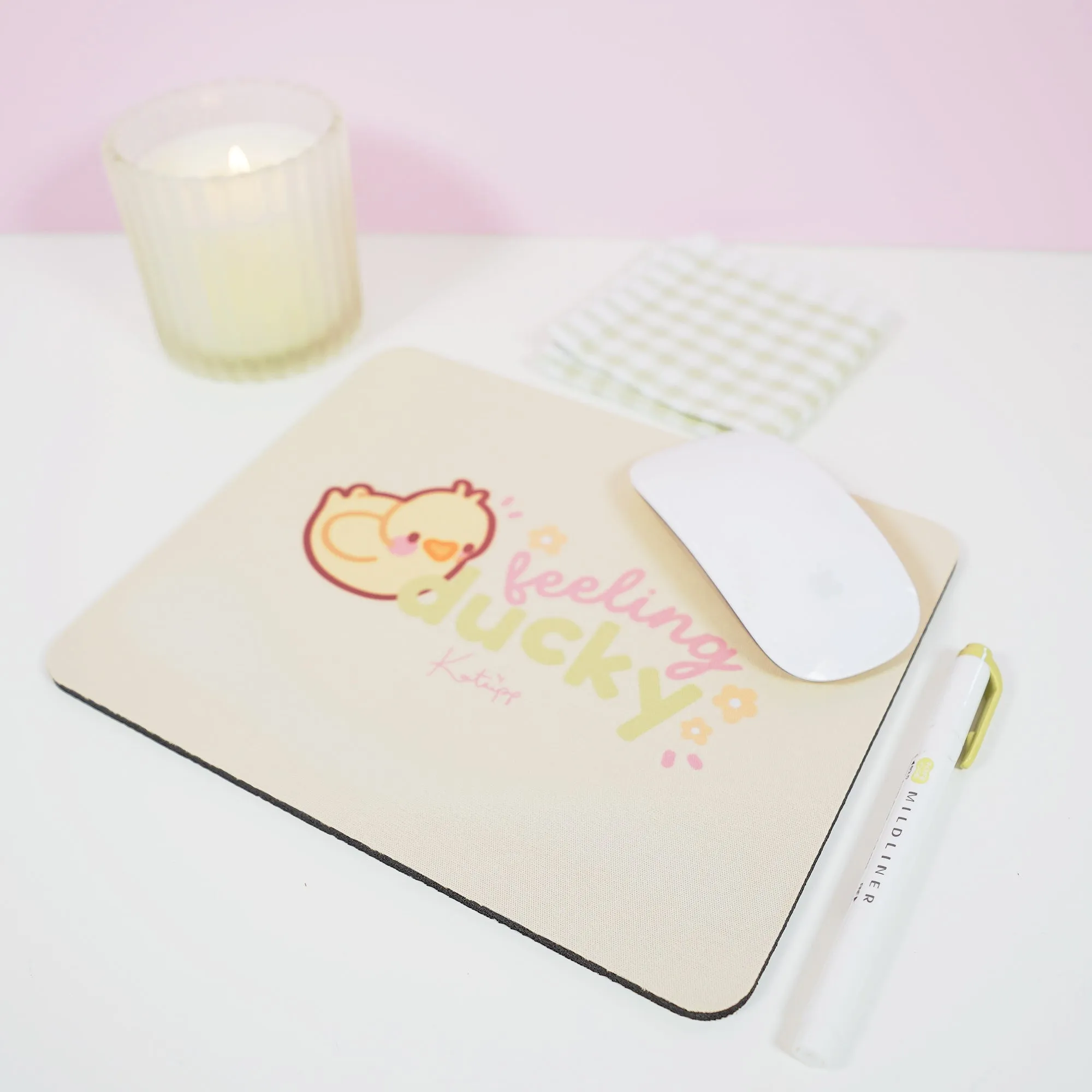 Spring Ducks & Daffodils Katnipp Duckling Mouse Pad - 'Feeling Ducky'