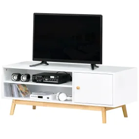 TV Cabinet Unit for TVs up to 50'' Flat Screen with Shelves and Door, Entertainment center for Living Room, Bedroom, White Media Stand